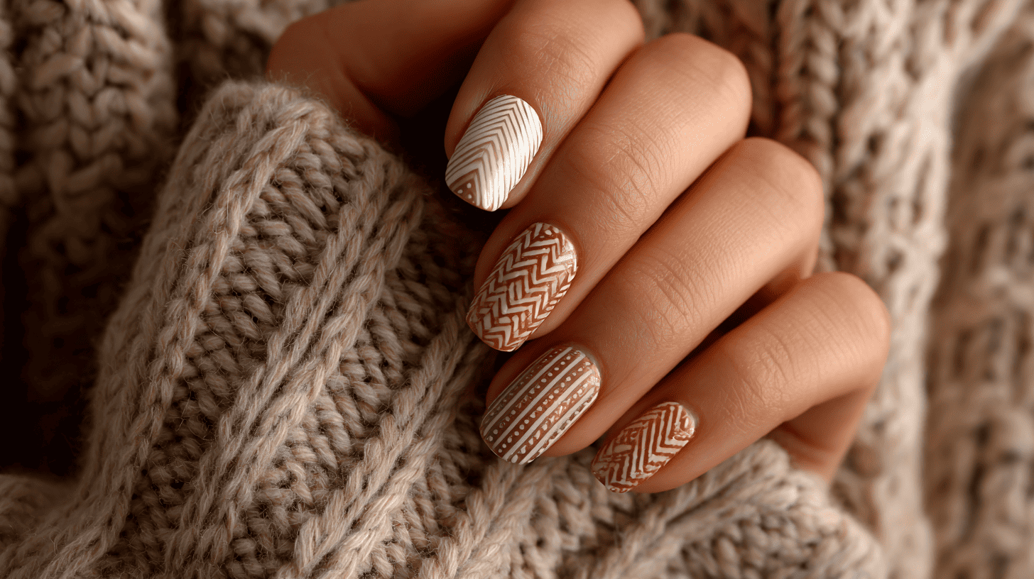 Sweater Pattern Cozy Fall Nails