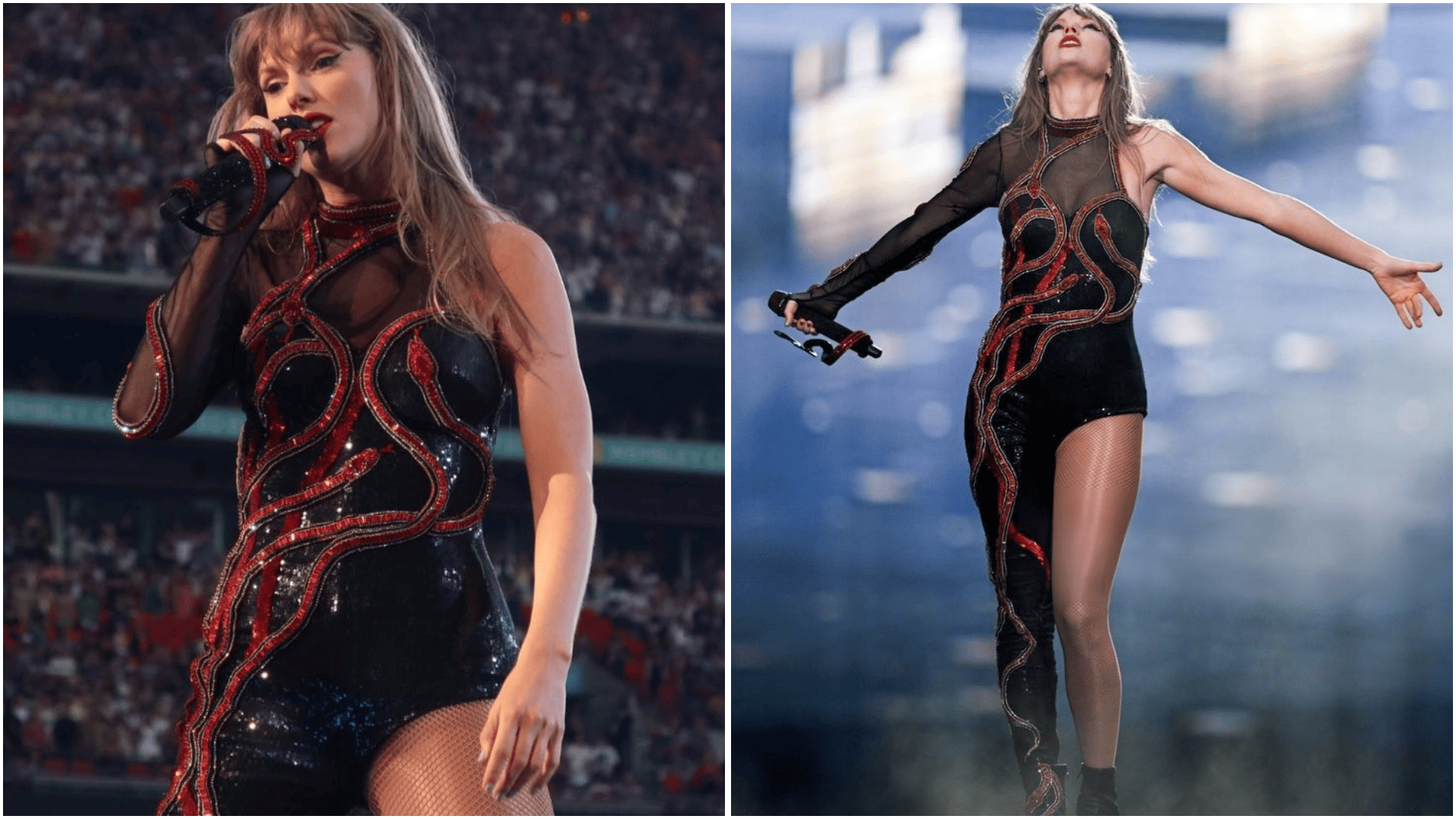 Taylor Swift Black and Red Snake Bodysuit (1)