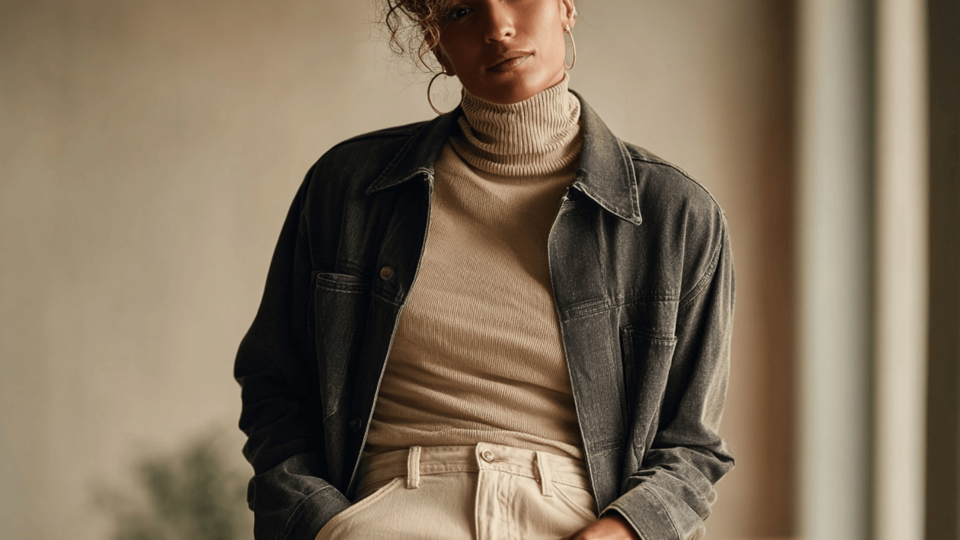 Turtleneck and Dark Denim Combo