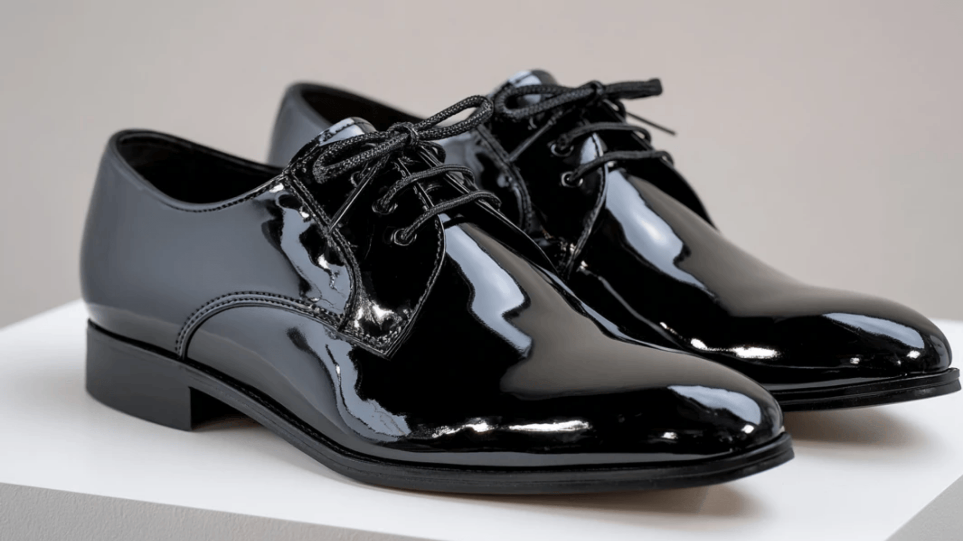 Tuxedo patent shoes