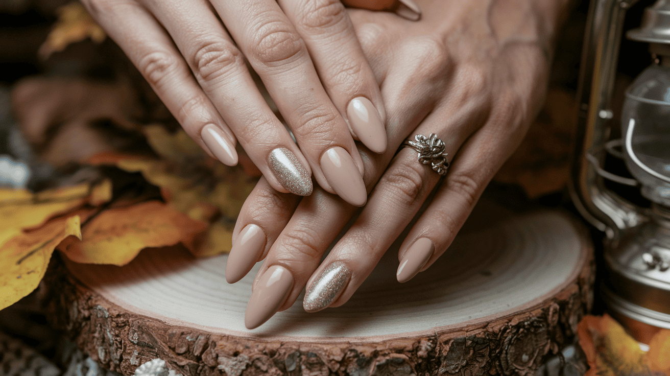 Warm Beige Nude Fall Nails