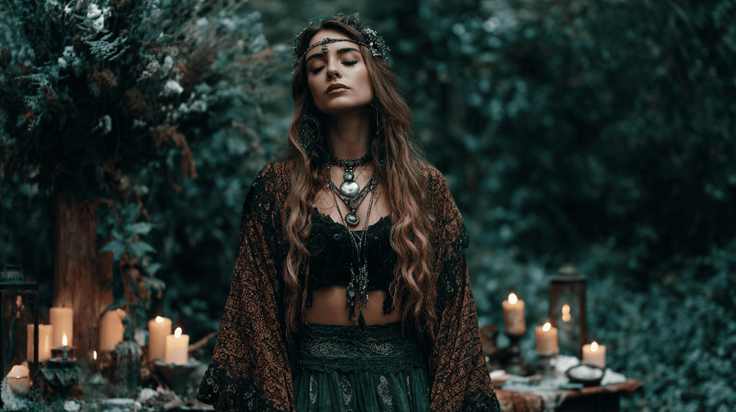 Witchcore Long Skirt Lace Mystical Earthy