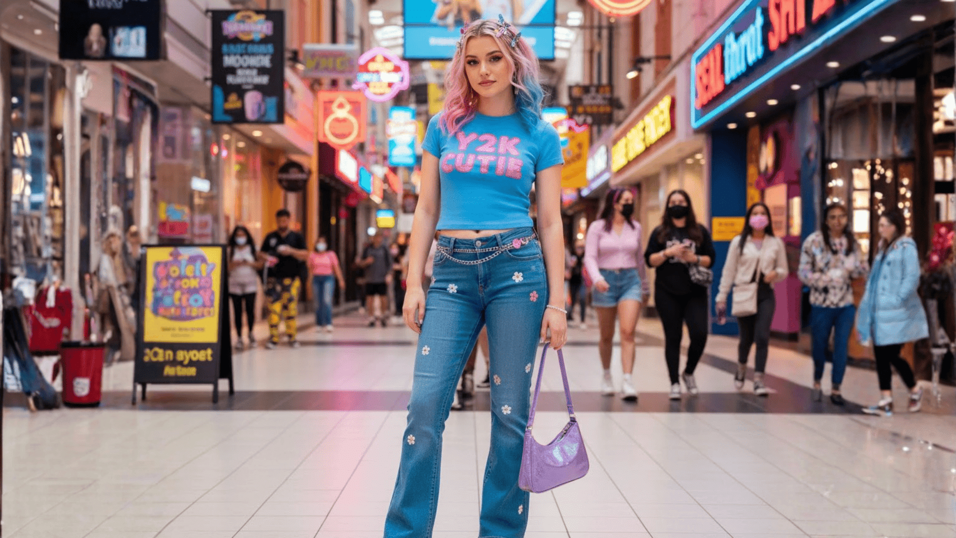 Y2K Baby Tee Low Rise Jeans Playful Outfit