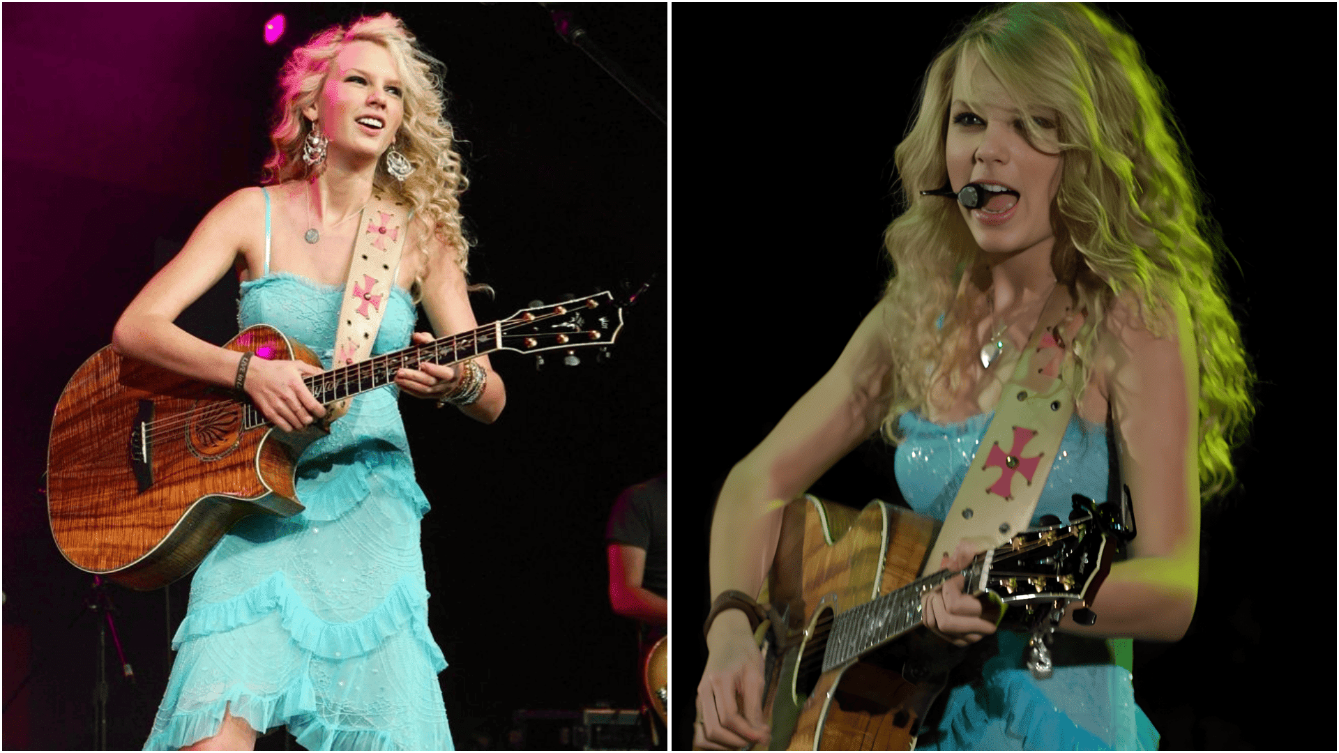 aqua ruffled country pop debut dress