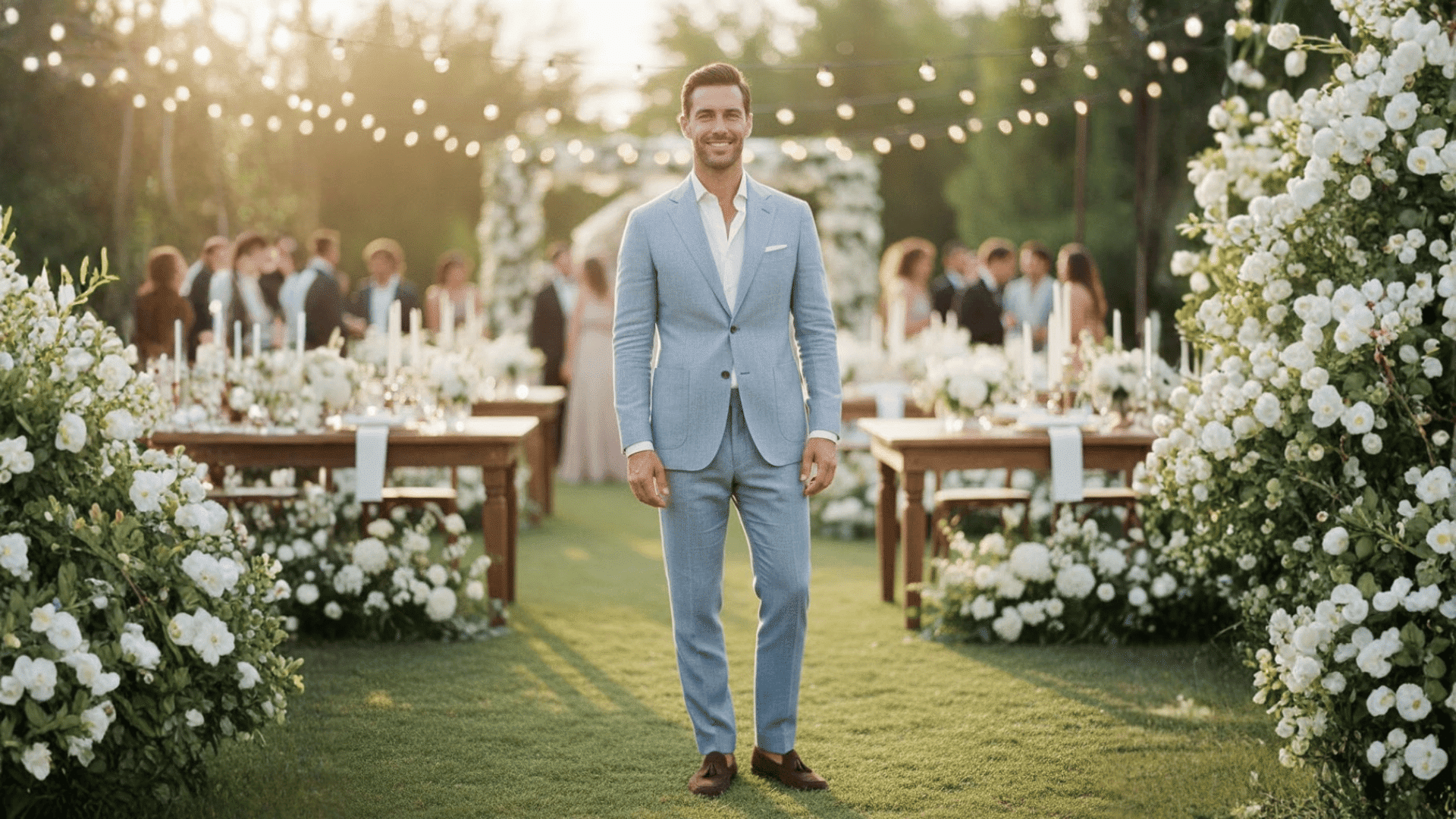 light suit for summer or outdoor weddings
