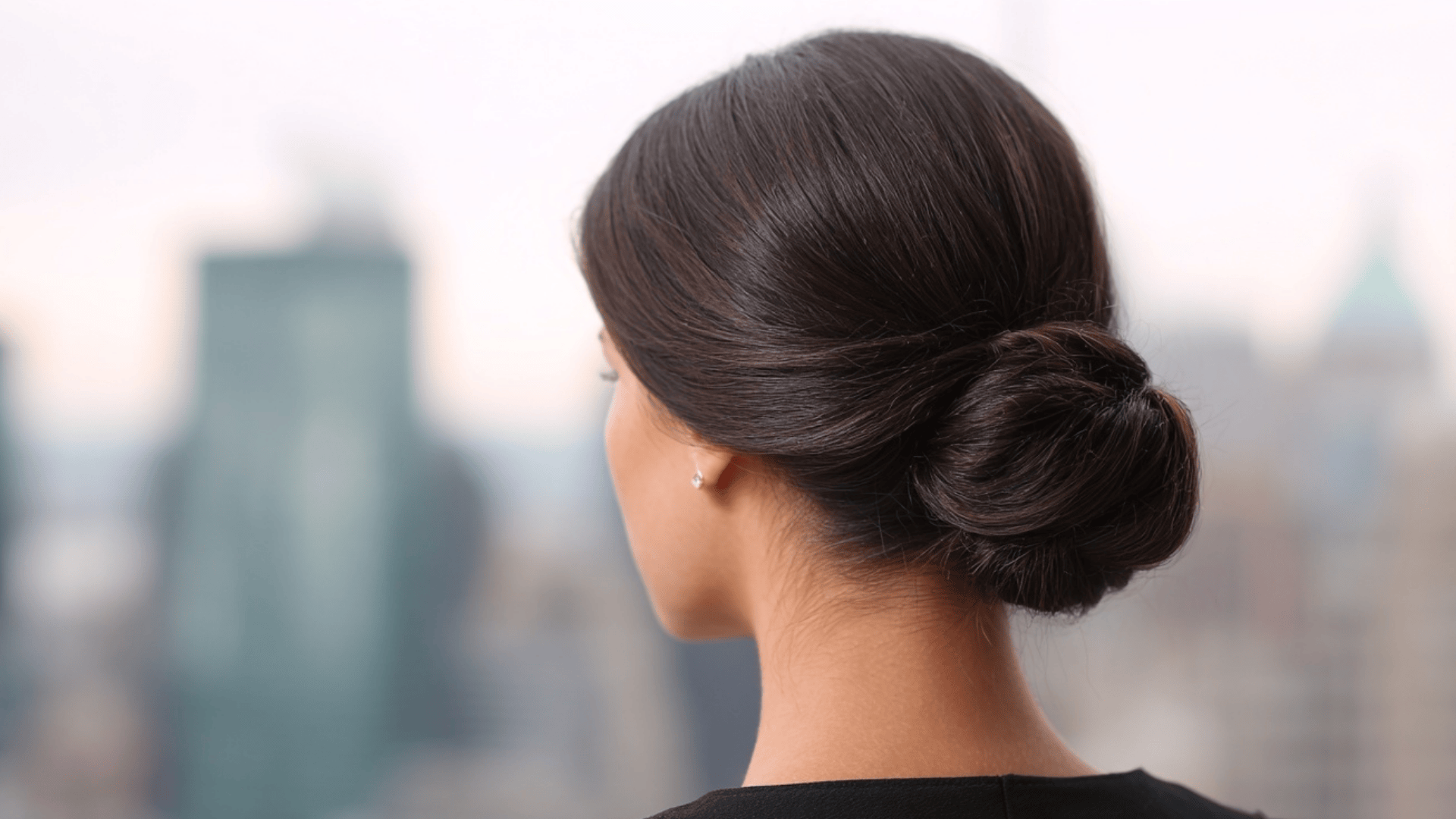 low knot with centre parting