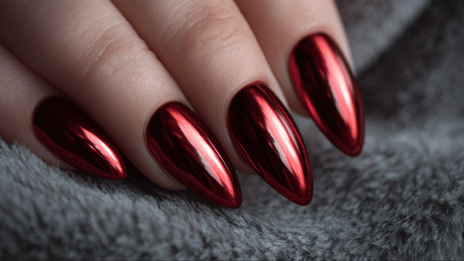 red crome nails
