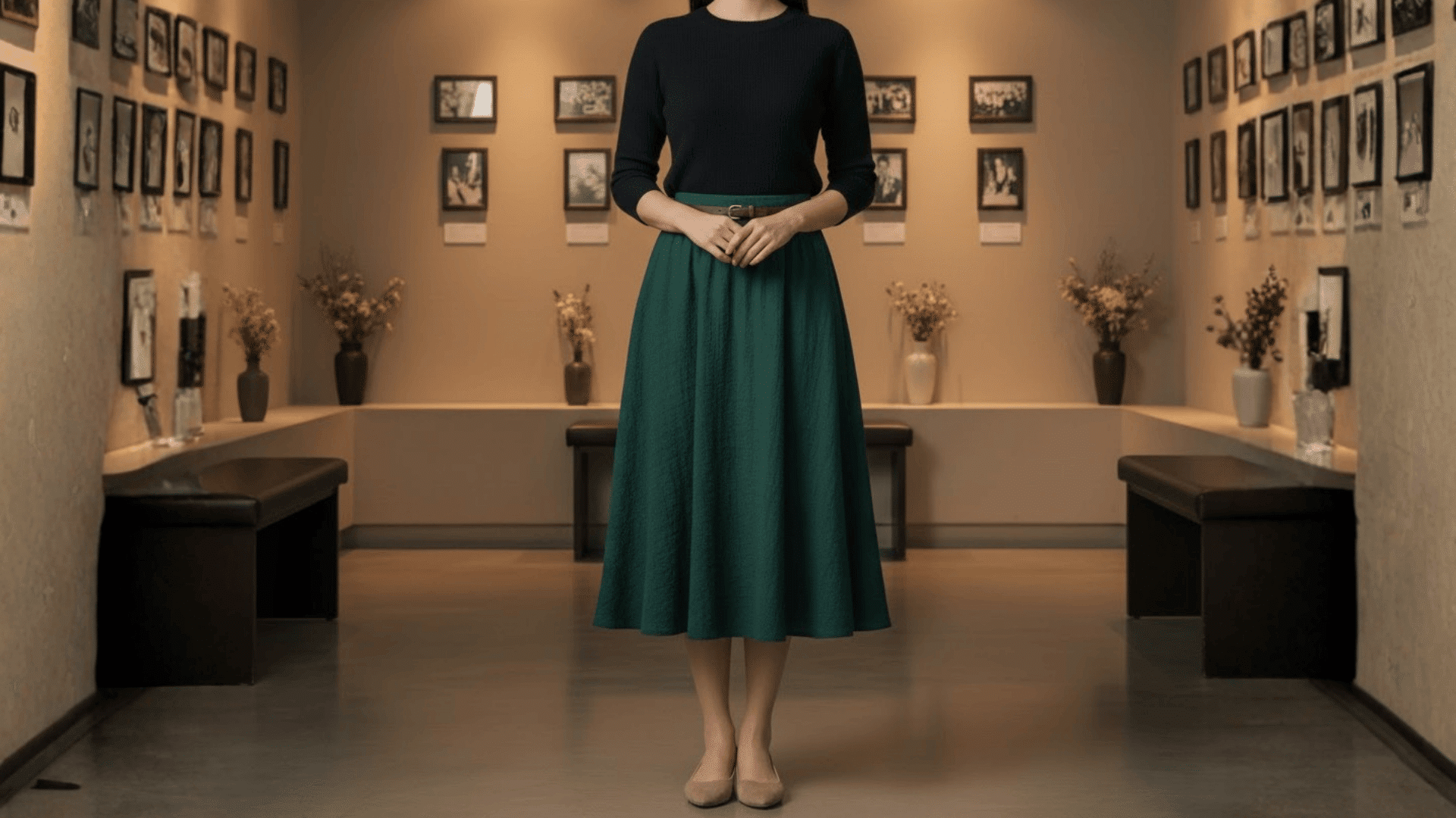 skirt with a sweater ensemble