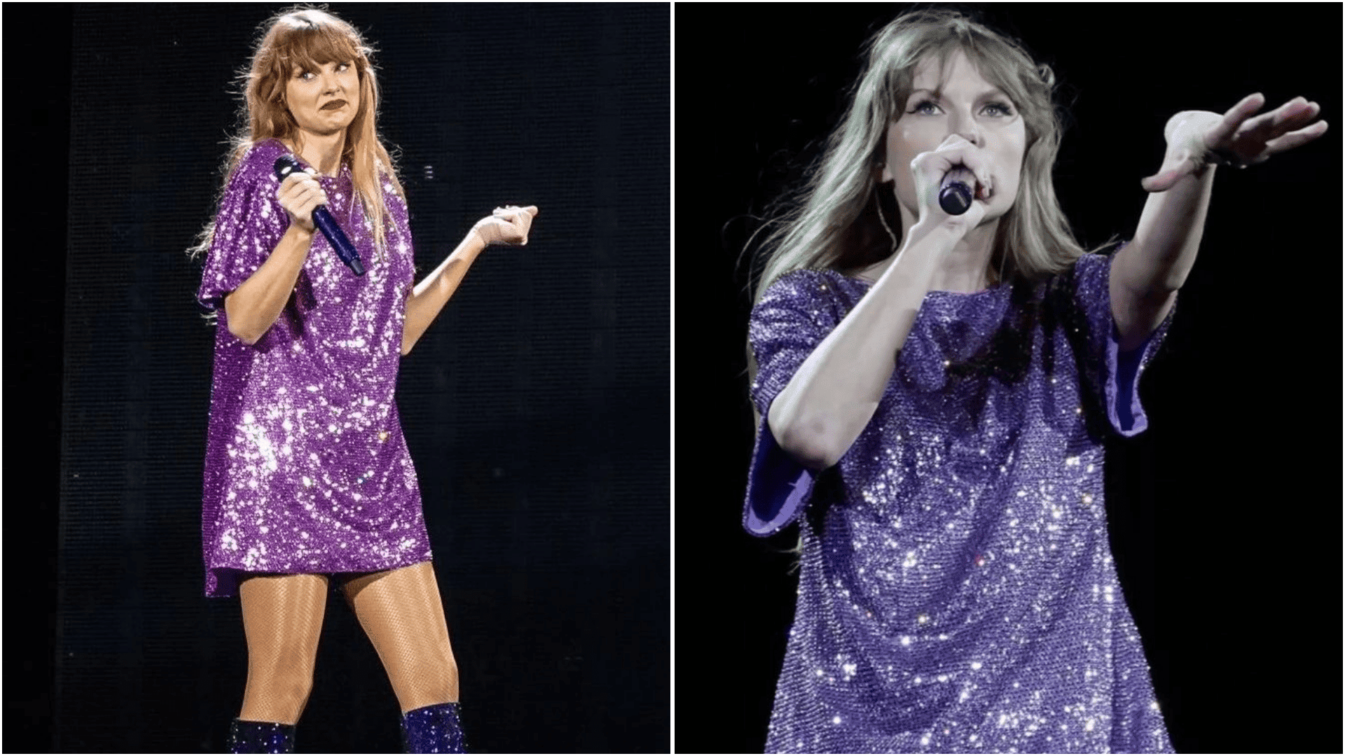 sparkly purple oversized mini dress