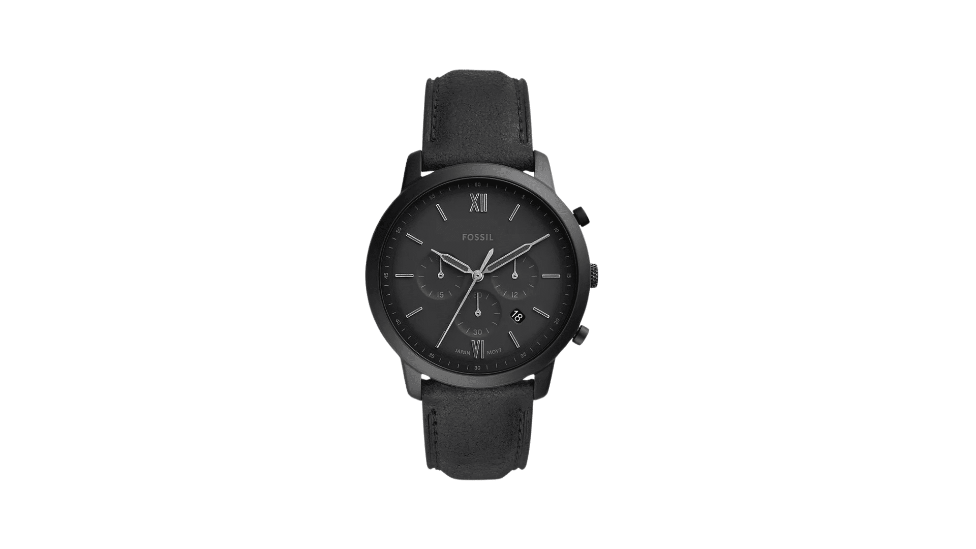 Black leather watch