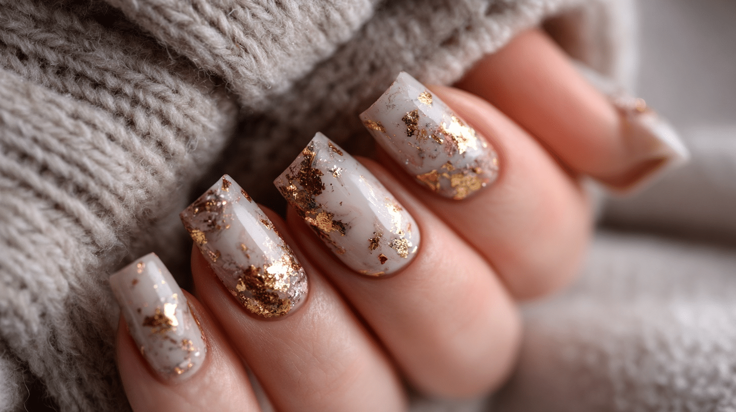 Gold foil flake nails