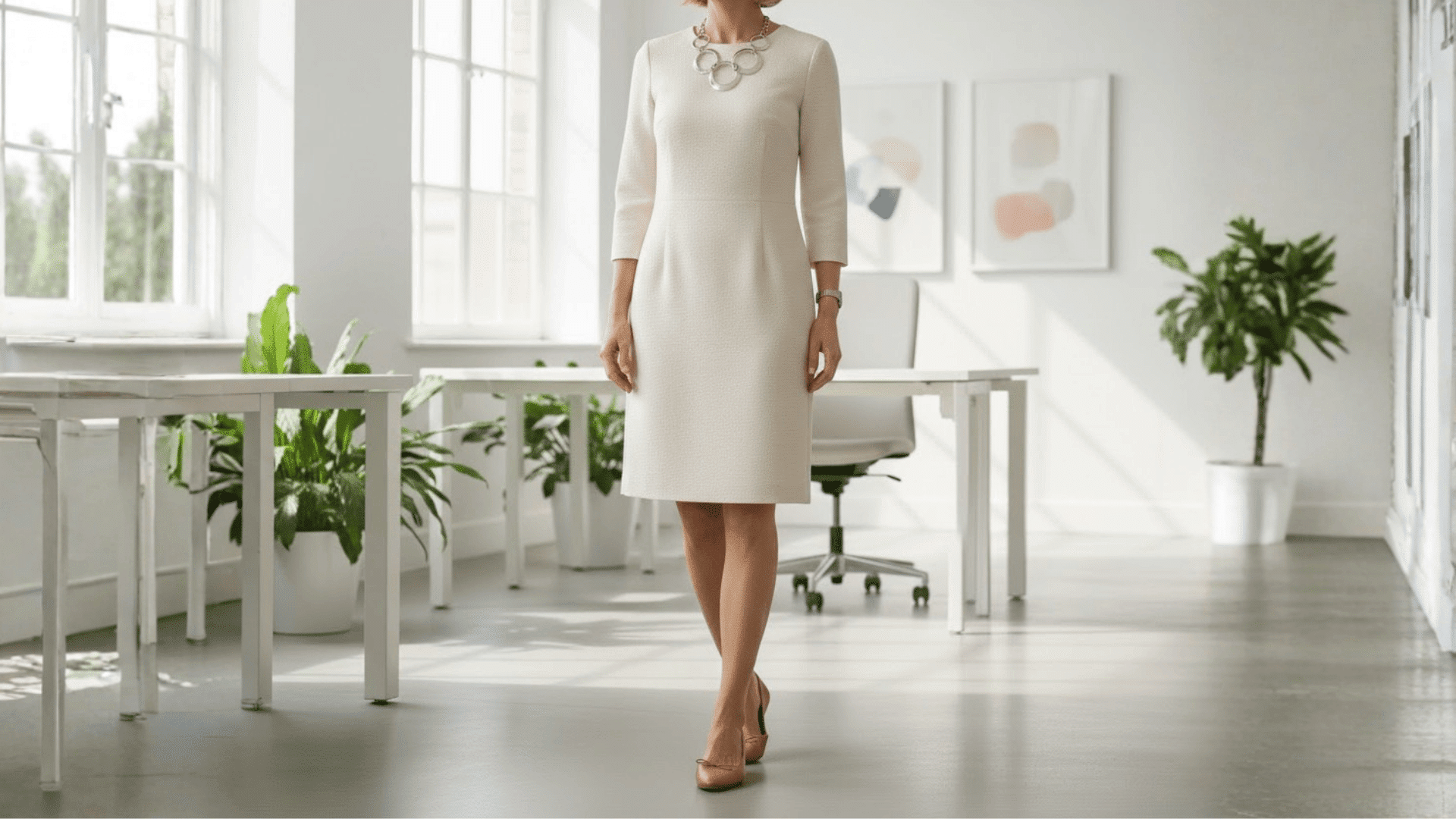 Shift Dress With Statement Necklace