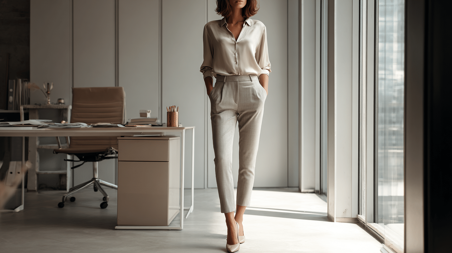 Silk Blouse With Ankle Pants Business Casual