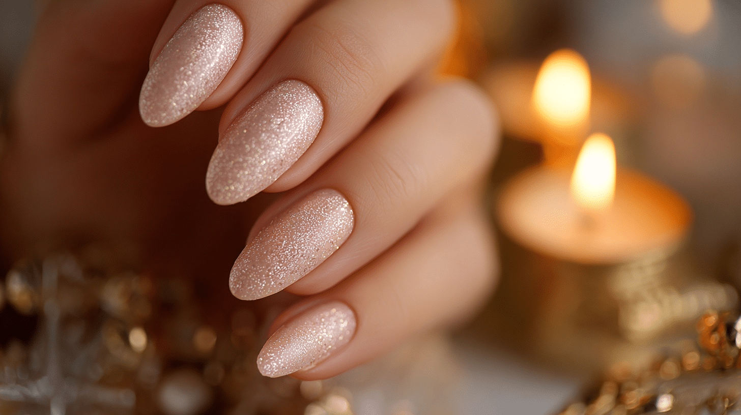 champagne glitter nails