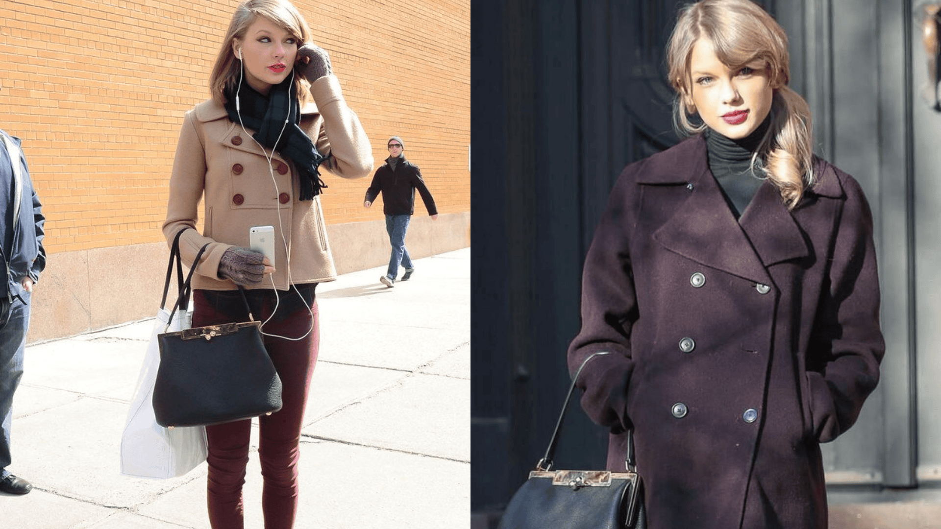 fall layers with signature red lip