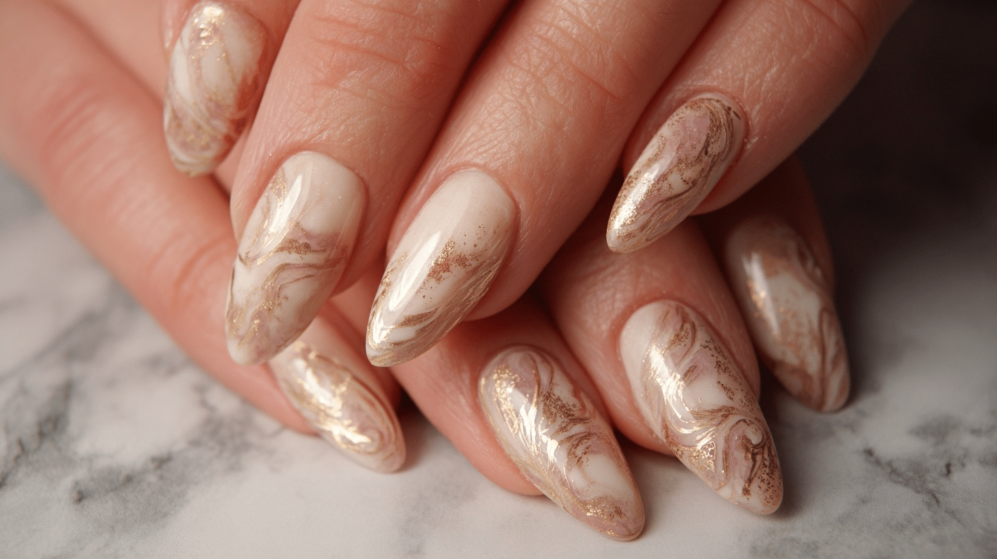 gold foil marble nails