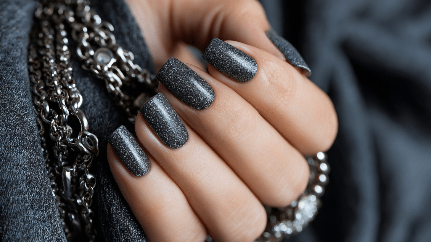 gunmetal shimmer nails