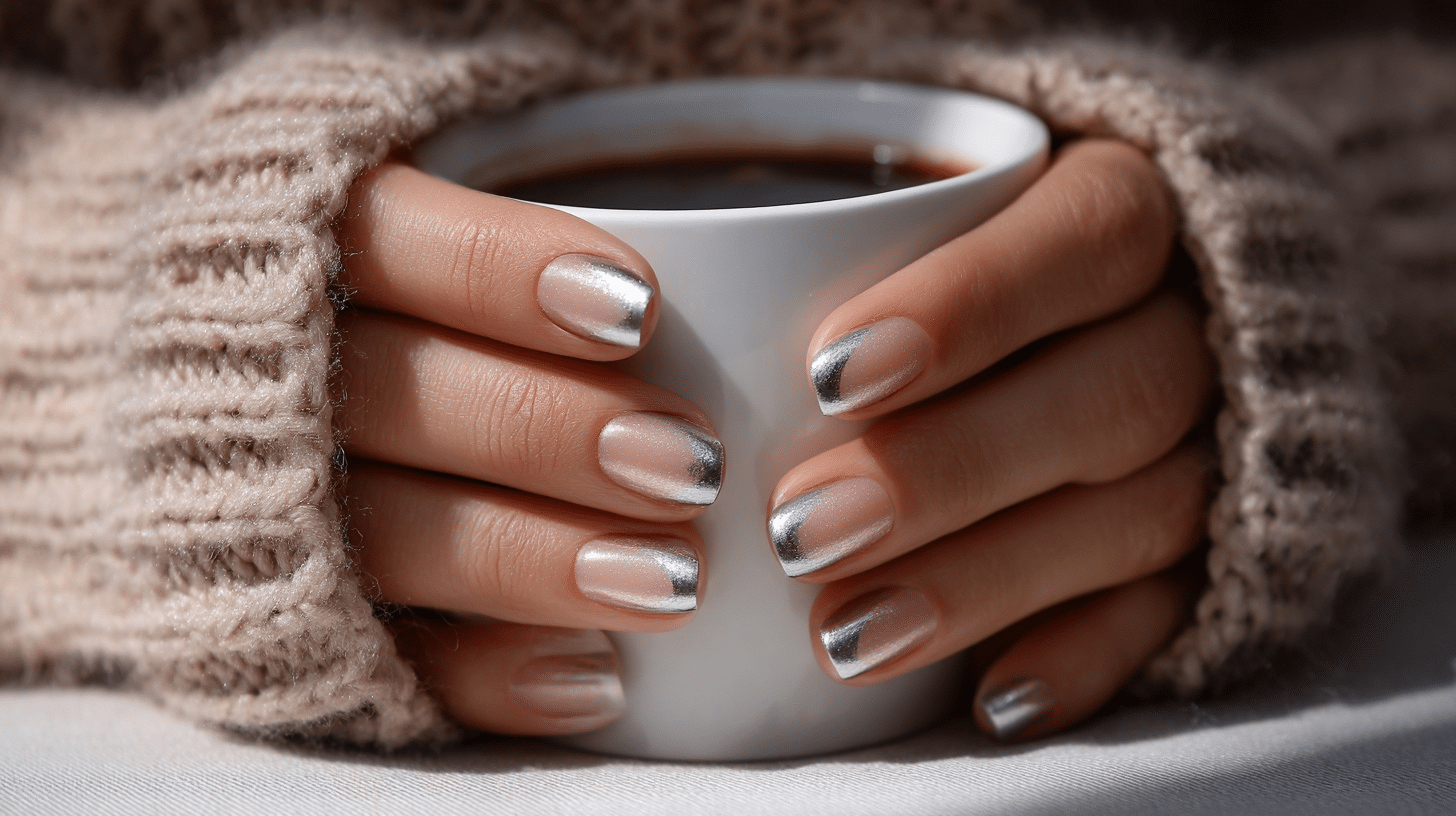 silver tip French nails