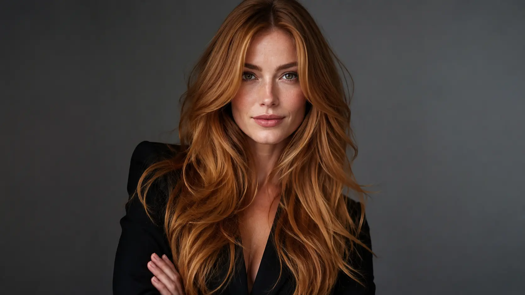 Dark strawberry blonde hair with rich copper depth