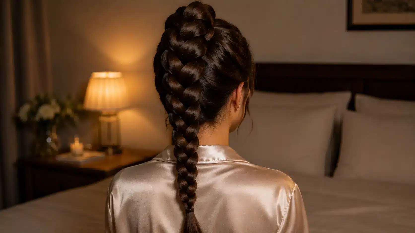Dutch braid protective hairstyle for overnight hair care