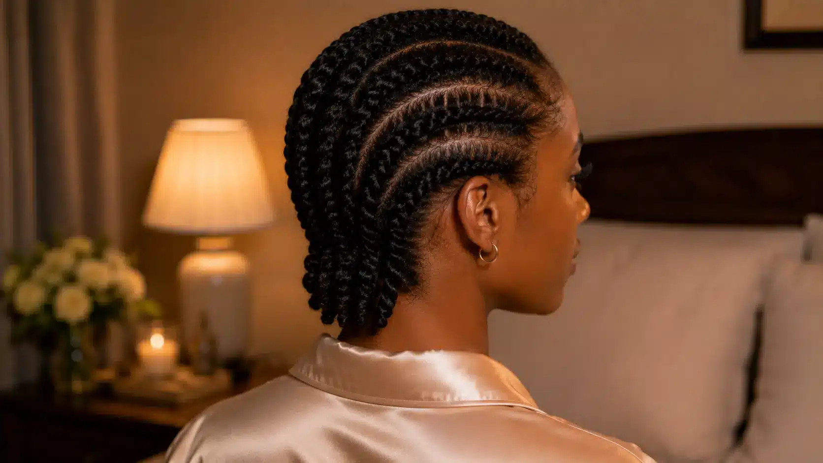 Flat twists hairstyle that protects hair and edges overnight