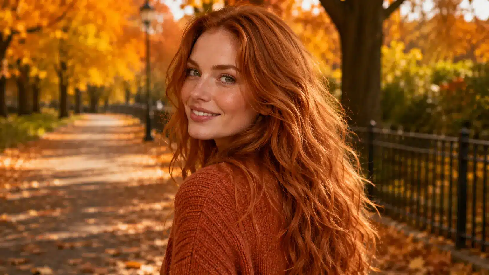 Ginger strawberry blonde hair with fiery red-orange tones