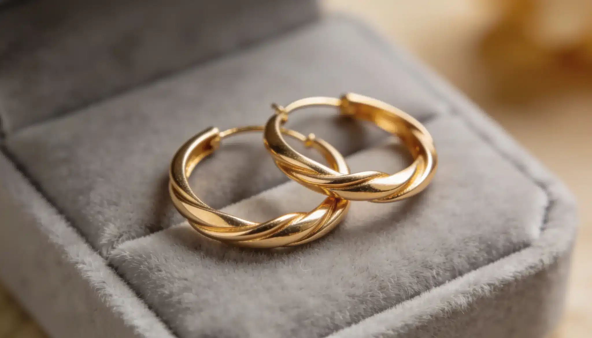 Classic gold hoop earrings in medium size, smooth finish for versatile wear.