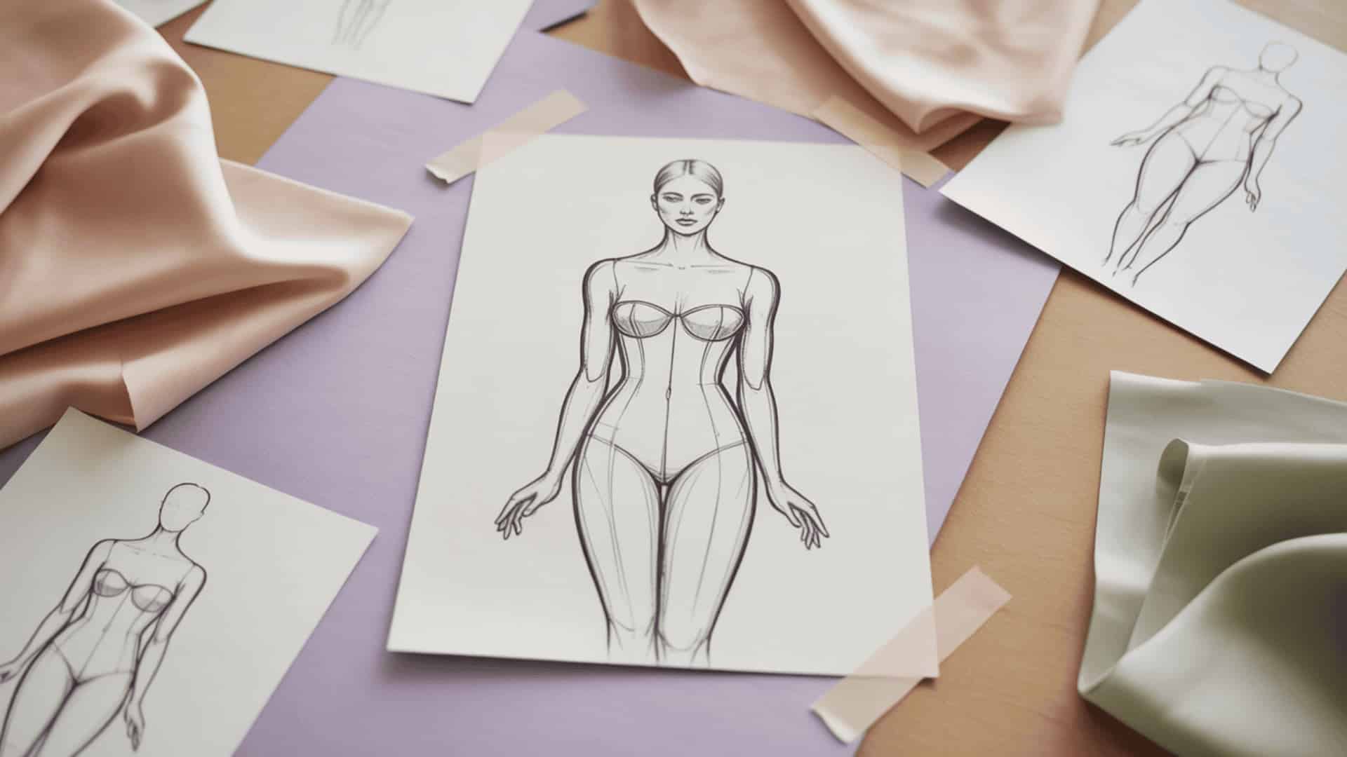 Hourglass body type illustration with balanced bust, hips, and defined waist proportions