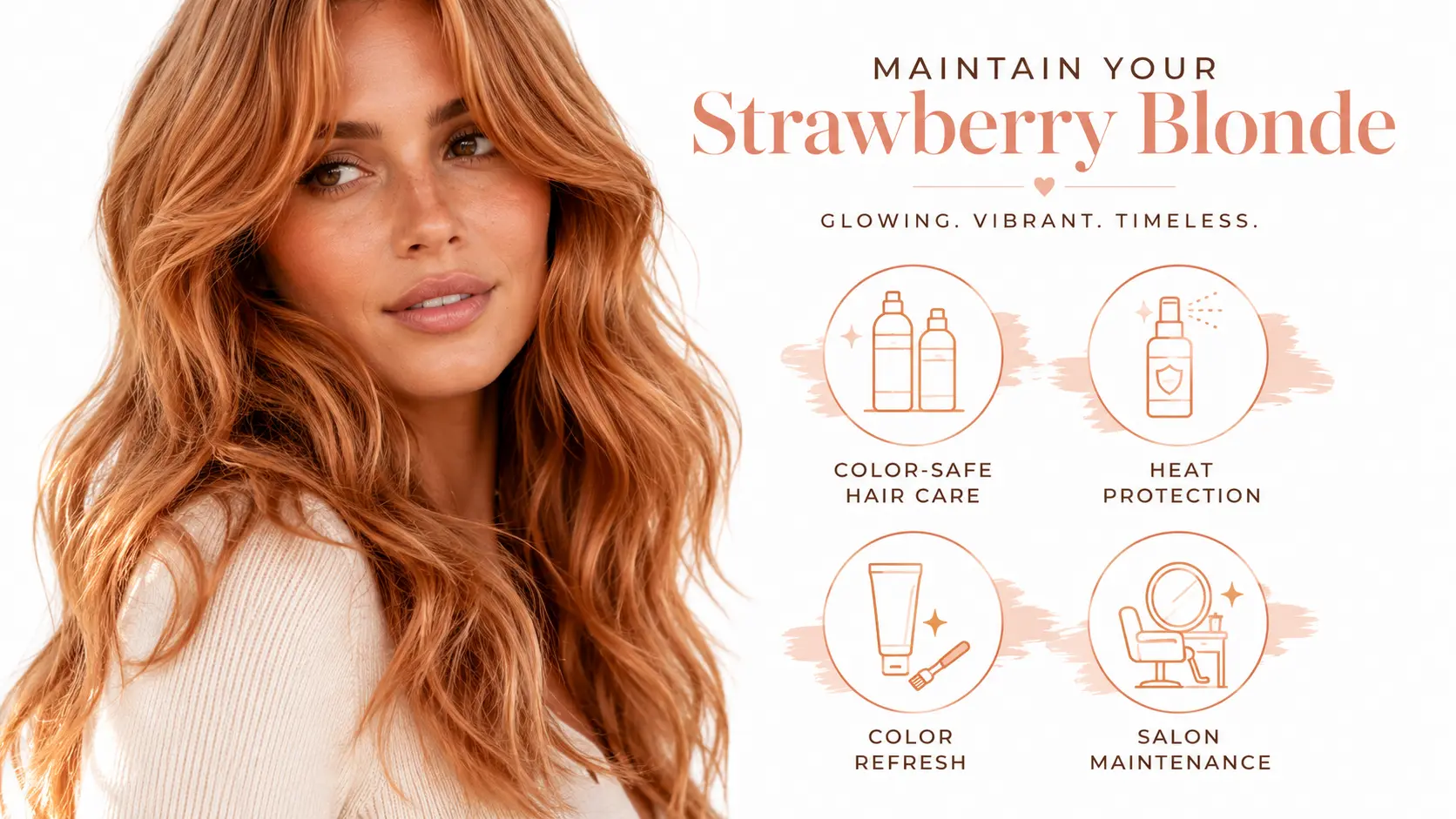 Infographic showing essential strawberry blonde hair care and maintenance tips