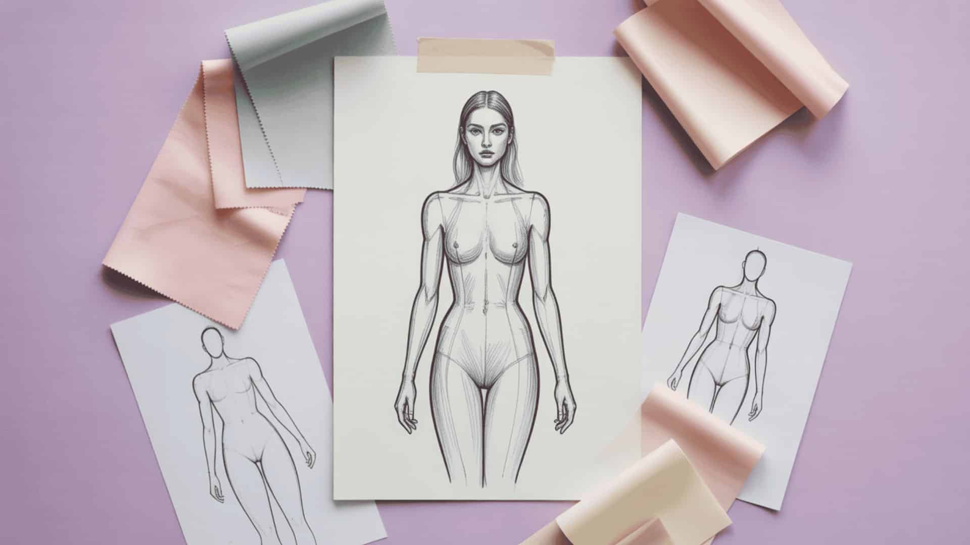Inverted triangle body shape with broad shoulders and narrower hips illustration