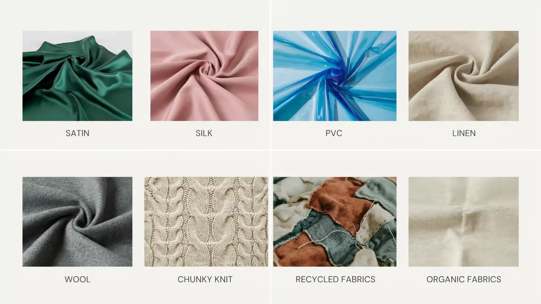 Collection of fabric textures enhancing 2026 color trends.