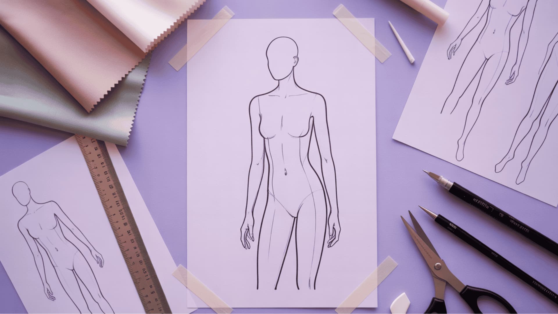 Rectangular body type illustration with straight silhouette and minimal waist definition
