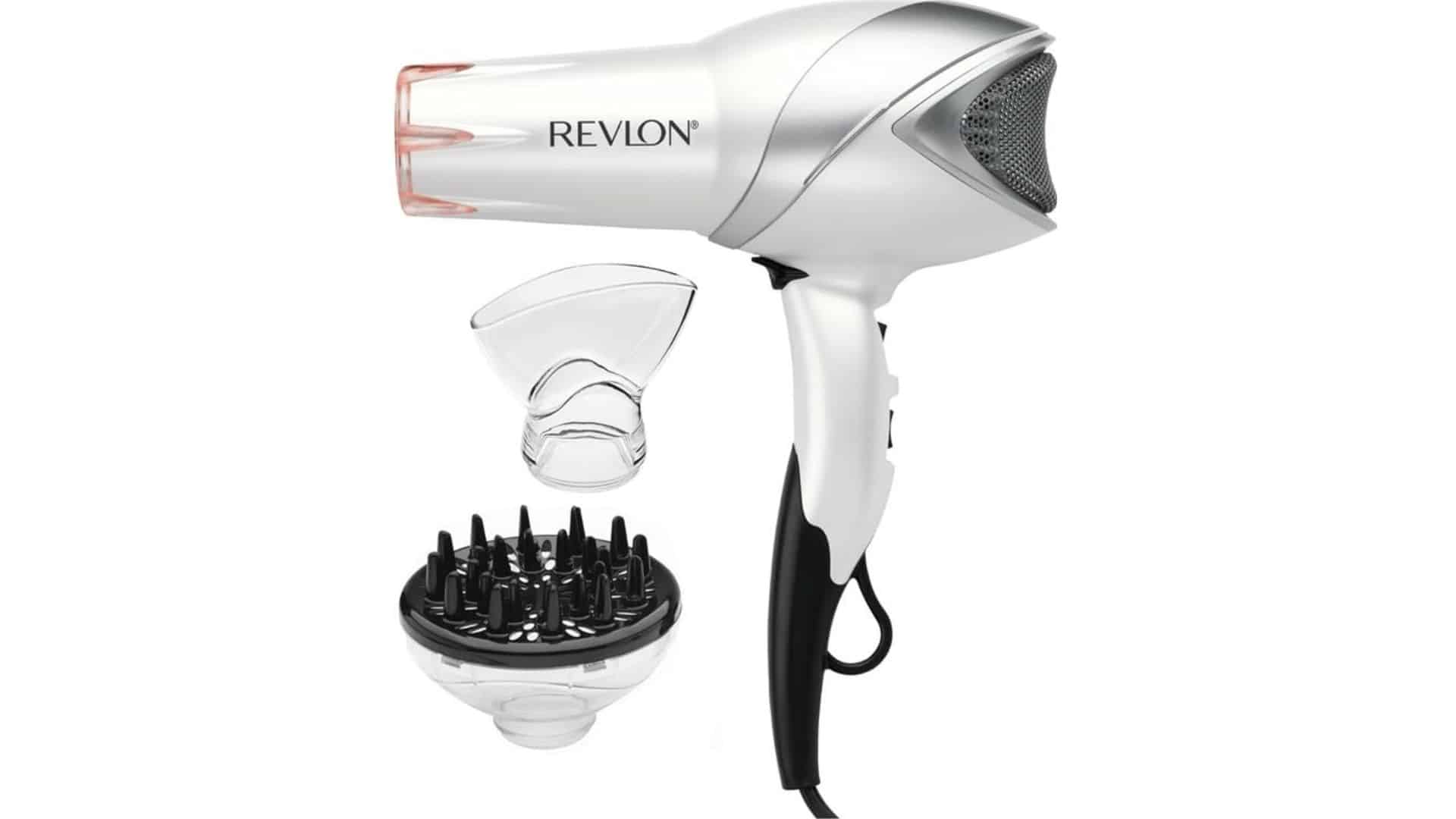Revlon infrared hair dryer with diffuser attachment, drying wavy and curly hair quickly