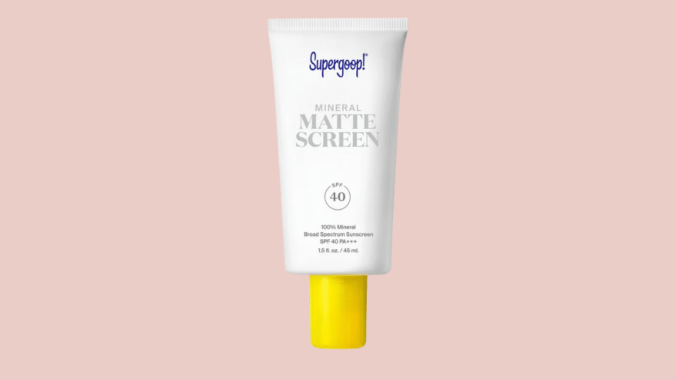 Supergoop! Mineral Mattescreen Broad Spectrum sunscreen on a plain background