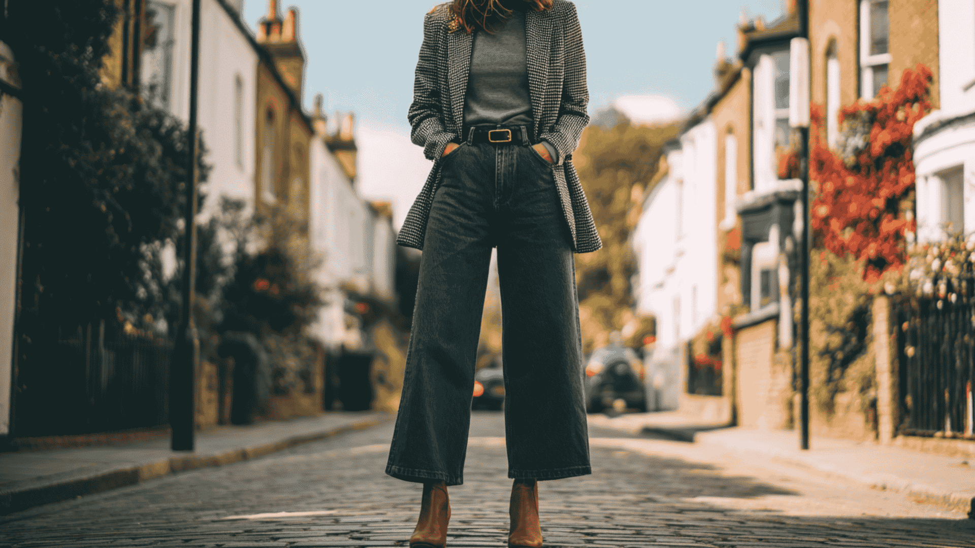 Western Ankle Boots with Wide-Leg Jeans