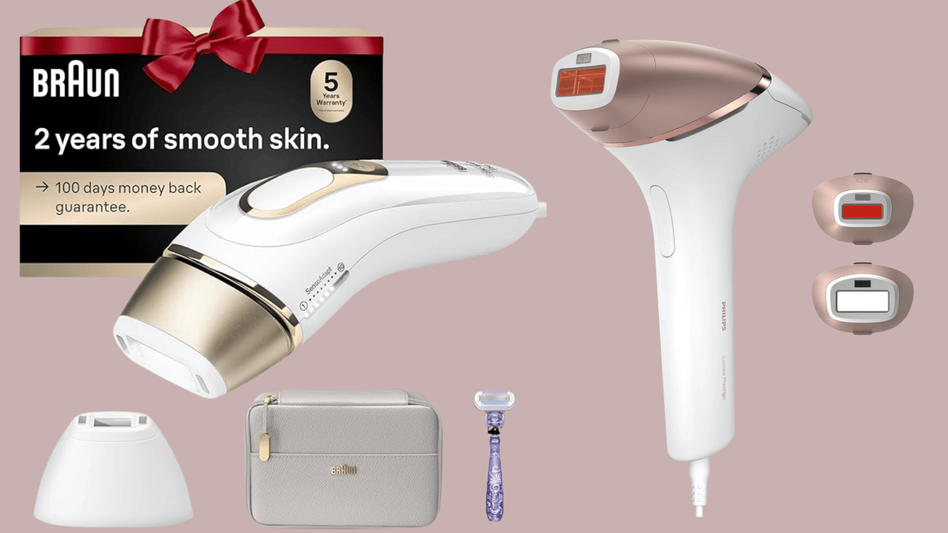 At-home IPL hair removal devices designed for long-lasting facial and body hair reduction.