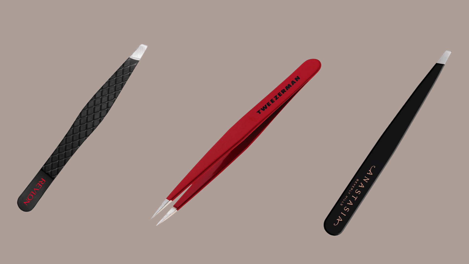 Precision beauty tweezers used for plucking facial hair and shaping eyebrows at home.